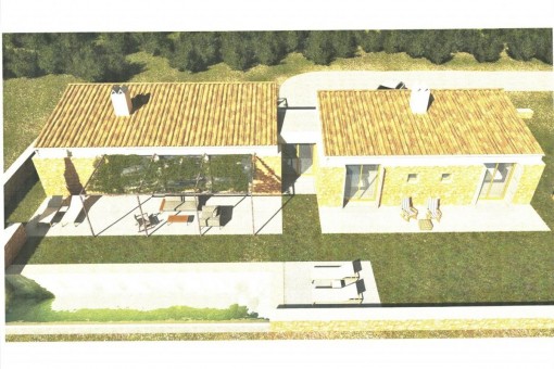 Grundstück mit Baugenehmigung und Projekt für ein freistehendes Haus mit Pool und Meerblick in Sant Llorenç