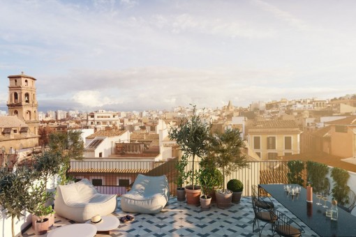 Dachterrasse mit spektakulären Blick über Palma