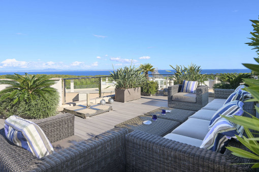 Elegantes Penthouse mit privater Dachterrasse und fantastischem Meerblick in Sol de Mallorca