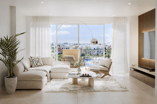 Wohnzimmer der Dachgeschosswohnung