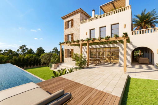 Projektierte Designvilla im mediterranen Stil mit Pool in Cala Figuera