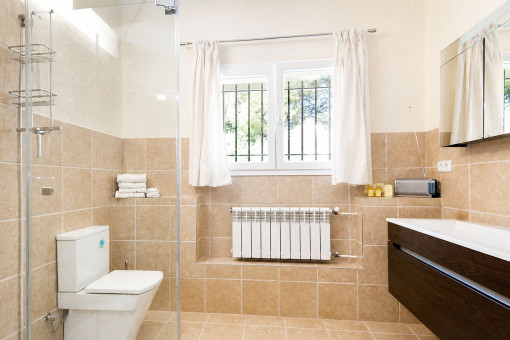 Badezimmer mit großer Dusche im Untergeschoss 