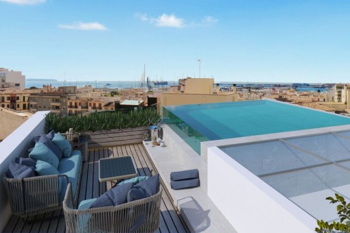 Exklusives Duplex-Apartment mit Dachterrasse, Pool und Meerblick in Santa Catalina