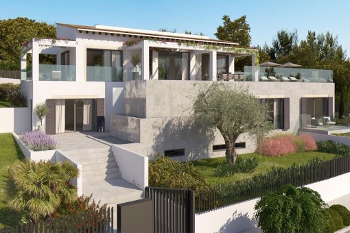 Grundstück in Santa Ponsa mit einem Bauprojekt für eine moderne Villa mit Meerblick