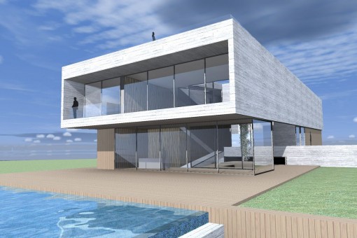 Moderne Villa im Bau in erster Meereslinie in Cala Pi