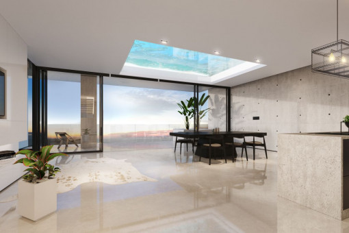 Traumhaftes Duplex 2-Schlafzimmer-Neubau-Penthouse mit Jacuzzi und Meerblick in luxuriöser Anlage in Nou Llevant, Palma