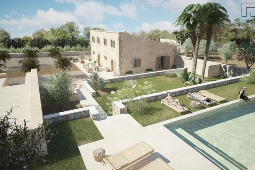 Finca mit Projekt eines Einfamilienhauses und Pool mit Baugenehmigung nahe Manacor
