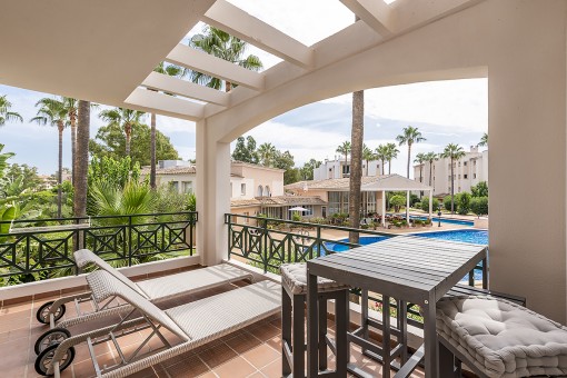 Drei-Schlafzimmerwohnung mit Gemeinschaftspool in charmanter Anlage in Santa Ponsa fußläufig zum Strand