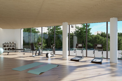 Fitnessstudio im Erdgeschoss