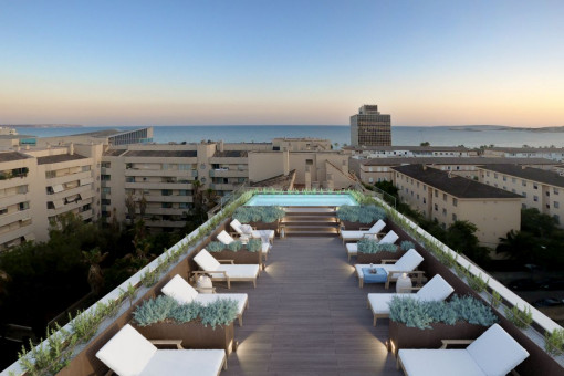Schickes 2 SZ-Neubau-Erdgeschossapartment mit Gemeinschaftspool auf der Dachterrasse in Palmas Zentrum