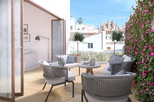 Elegantes 3 SZ Penthouse mit Terrasse in einem historischen Stadtpalast im Herzen von Palmas Altstadt