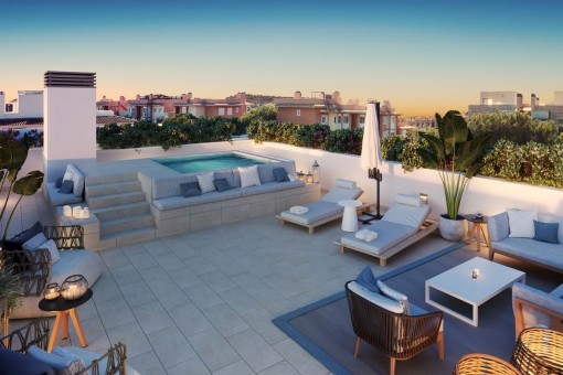 Modernes 2-SZ Neubau Penthouse mit privater Dachterrasse und Pool in zentraler Lage in Palma