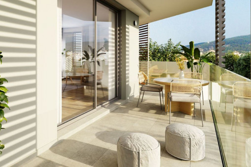 Stilvolles 4 SZ-Neubau Apartment mit großem und sonnigen Eckbalkon und Rooftop-Pool in Palma