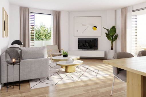 Stilvolles 3SZ-Neubau Apartment mit großem und sonnigen Eckbalkon und Rooftop-Pool in Palma