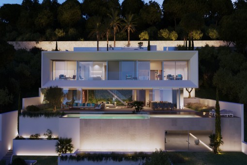 Villa bei Nacht