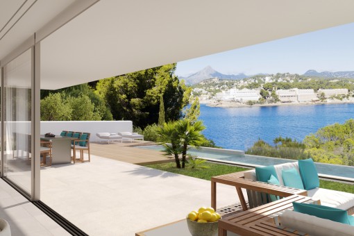 Blick zum Meer vom Balkon 