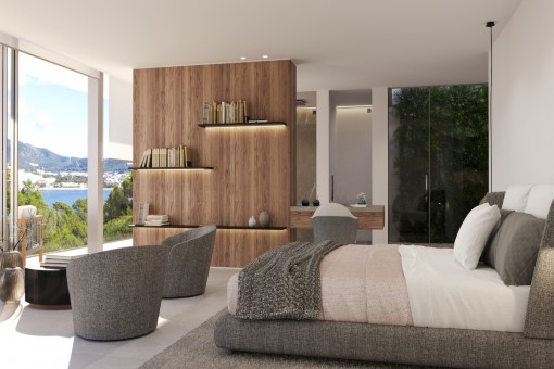 Schlafzimmer mit Badezimmer en Suite und Ankleidezimmer