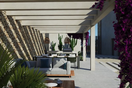 Partiell überdachte Terrasse