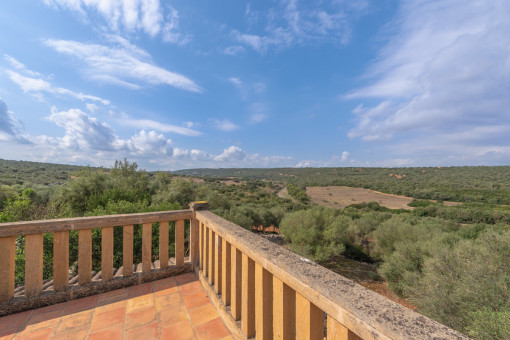 Terrasse mit Blick über das weitläufige Grundstück