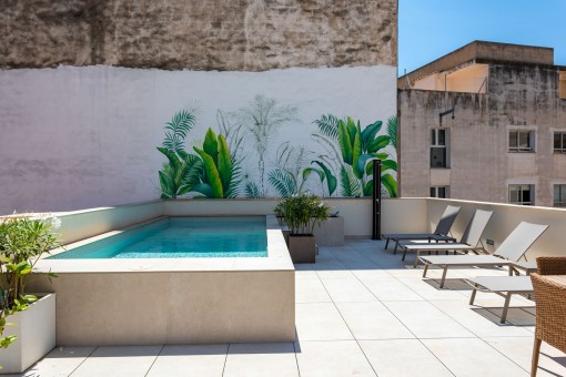 Neubau Wohnung in der Altstadt von Palma mit Gemeinschafts-Dachterrasse und Pool