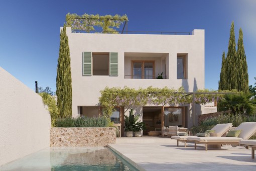 Baugrundstück mit Projekt für ein Stadthaus mit 4 Schlafzimmer, Garage und Pool in Ses Salines