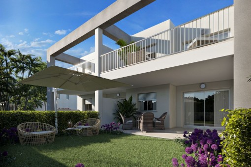 Neubau 2-Schlafzimmer-Wohnung mit Garten und Gemeinschaftspool in Meernähe in Cala Bona