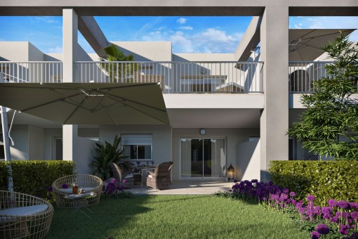 Neubau 2-Schlafzimmer-Wohnung mit Garten und Gemeinschaftspool in Meernähe in Cala Bona
