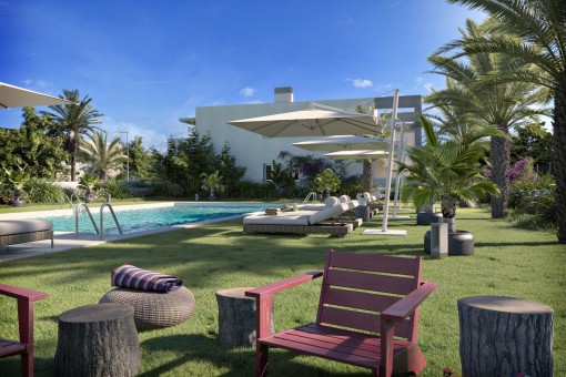 Neubau-Wohnung mit 2 Schlafzimmern und Gemeinschaftspool in Meernähe in Cala Bona
