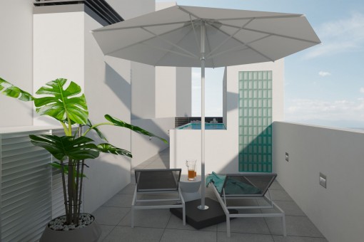 Neubau-Duplex-Penthouse mit privater Dachterrasse und eigenem Pool in Palma