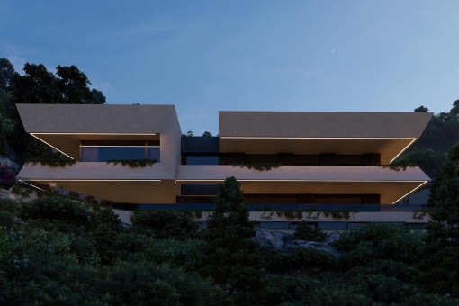Die Villa bei Nacht