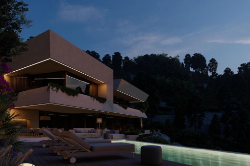 Die Villa bei Nacht
