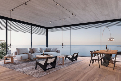 Luxuriöses Apartment in erster Etage mit Terrasse, Pool und Meerblick in Cala Mayor