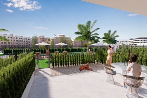 Neu gebaute Erdgeschosswohnung mit privatem Garten und Gemeinschaftspool in Sa Coma