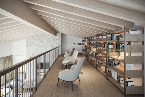 Galerie mit Bibliothek