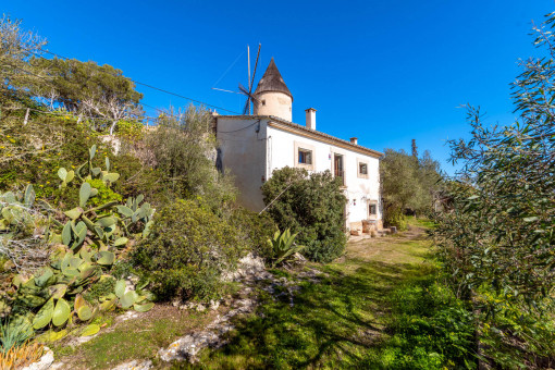 Einzigartiges Dorfhaus mit Mühlturm, grossem Garten und Weitblick in Santa Eugenia