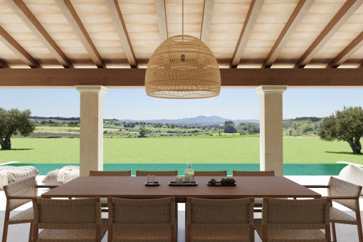 Überdachter Terrasse mit Ausblick