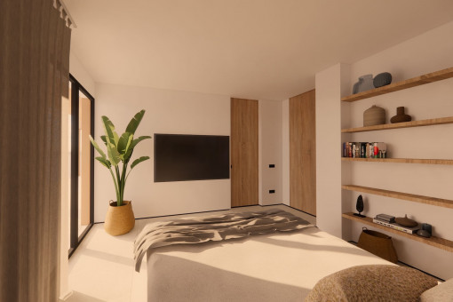 Schlafzimmer mit  Balkon