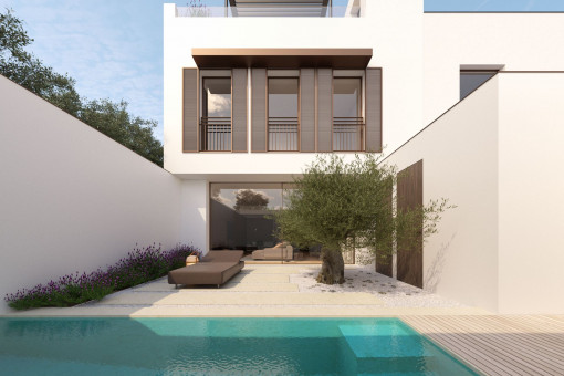 Baugrundstück mit Projekt für ein Stadthaus inklusive Pool in Toplage von El Molinar