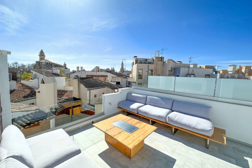 Penthouse-Apartment mit privater Dachterrasse und Blick über die historische Altstadt von Palma