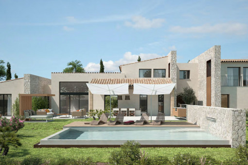 Modernes Finca-Projekt auf absolut ruhigem Grundstück zwischen Llucmajor und Campos, mit Infinity-Pool
