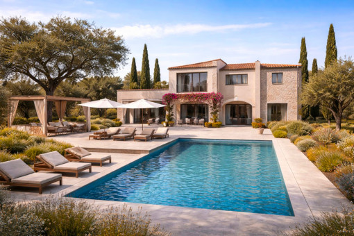 Modernes, großzügiges Exklusives Baugrundstück mit genehmigtem Projekt in ruhiger Toplage zwischen Llucmajor und Campos