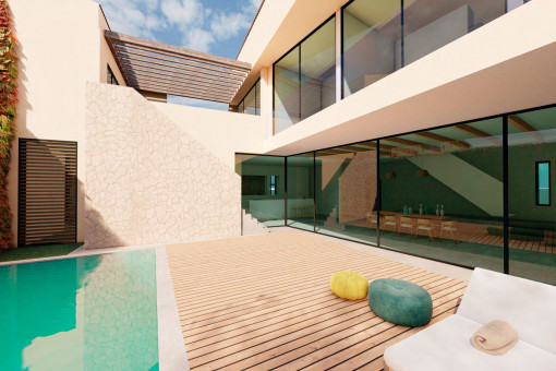 Baugrundstück mit ein Projekt für ein exklusives Stadthaus mit Pool in Ses Salines