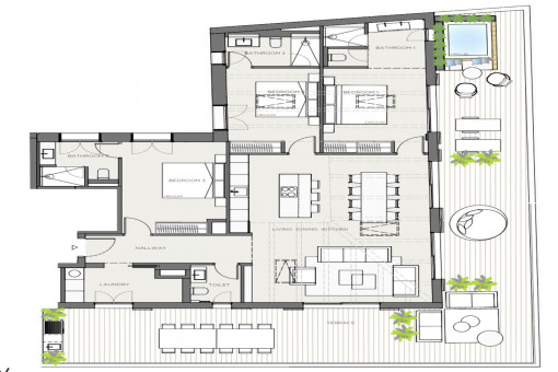 Eines von 3 Schlafzimmer