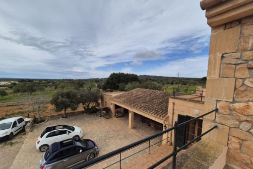 Terrasse mit Blick zur Garage