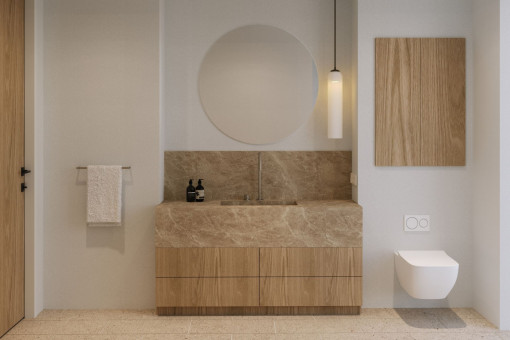 Hochwertiges Badezimmer en Suite mit Naturstein