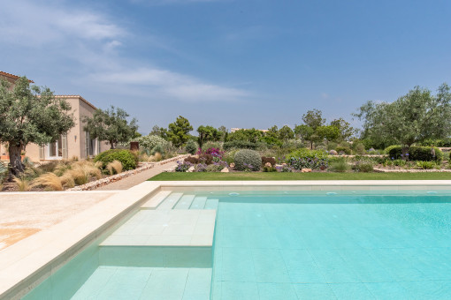 Pool eingebettet im mediterranen Garten