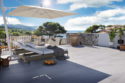 Traumhaftes Wohnen mit Aussicht – stilvolles Penthouse mit Meerblick in Sant Elm