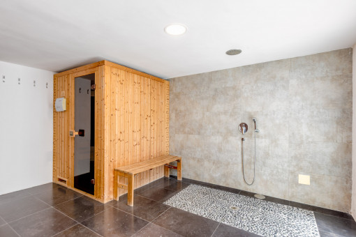Sauna und Dusche im Untergeschoss