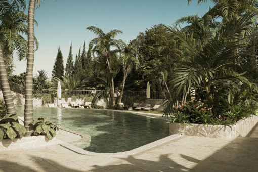 Pool mit tropischem Garten