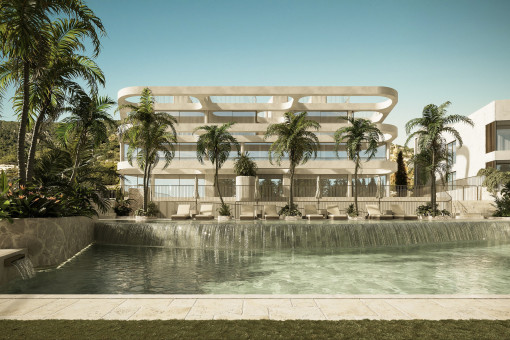 Poolbereich und Fassade